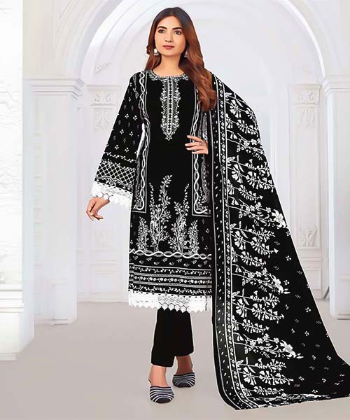 Black  Lawn Cotton Casual Wear Salwar Kameez in bristol