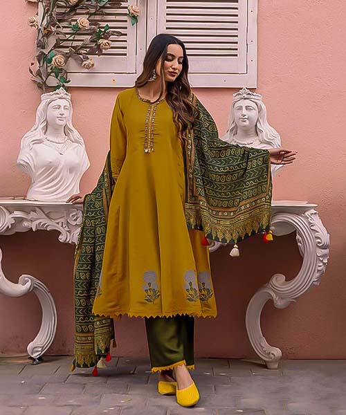 Yellow  Vichitra Casual Wear Kurti