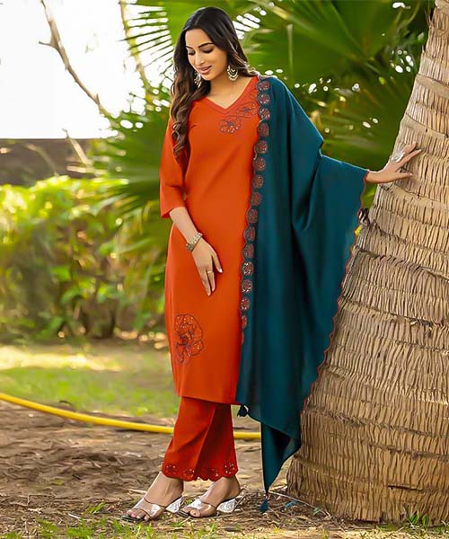 Orange  Viscose Casual Wear Salwar Kameez in canterbury