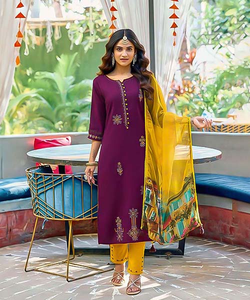 Violet Viscose Casual Wear Kurti