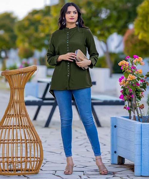 Green  Fancy Casual Wear Kurti in st davids