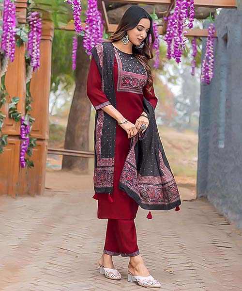 Red Modal Casual Wear Kurti