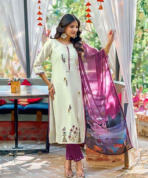 White Viscose Casual Wear Kurti