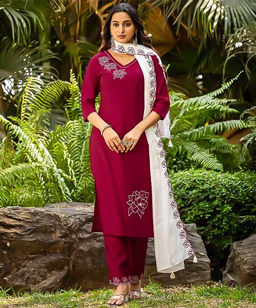 Red  Viscose Casual Wear Salwar Kameez in canterbury