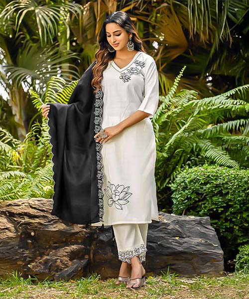 White  Viscose Casual Wear Salwar Kameez in canterbury
