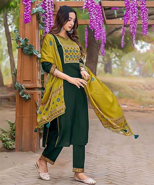 Green Modal Casual Wear Kurti