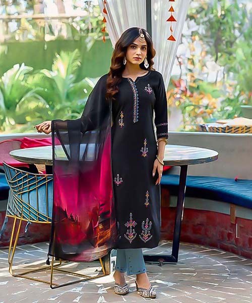 Black Viscose Casual Wear Kurti