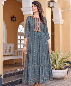 Rayon Wrinkle print Payon Printed Gown