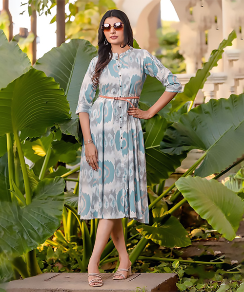 Sky blue Rayon  Casual Kurtis