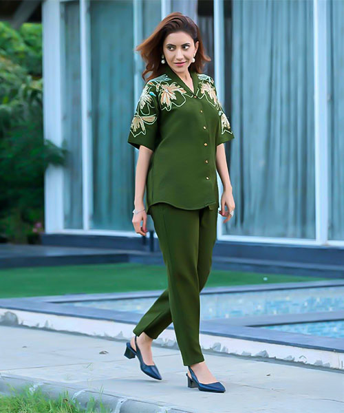 Green  Viscose Crepe Casual Wear Kurti in swindon