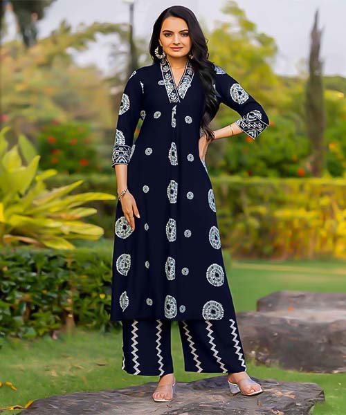Blue Rayon Casual Wear Kurti