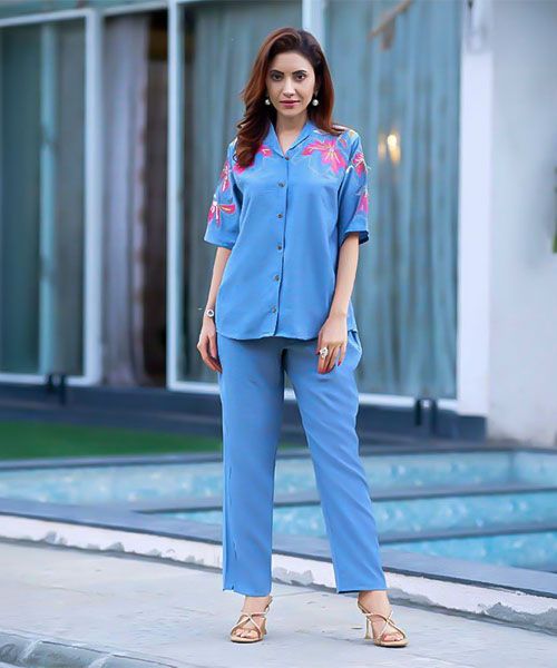 Blue Viscose Crepe Casual Wear Kurti in swindon