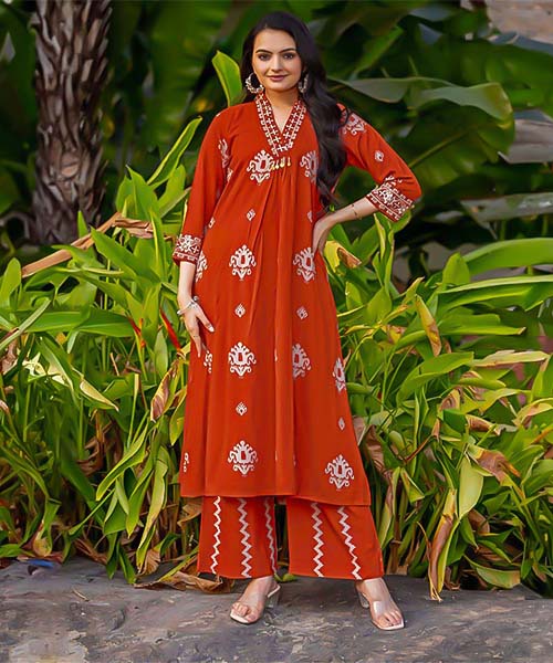 Orange  Rayon Casual Wear Kurti in croatia