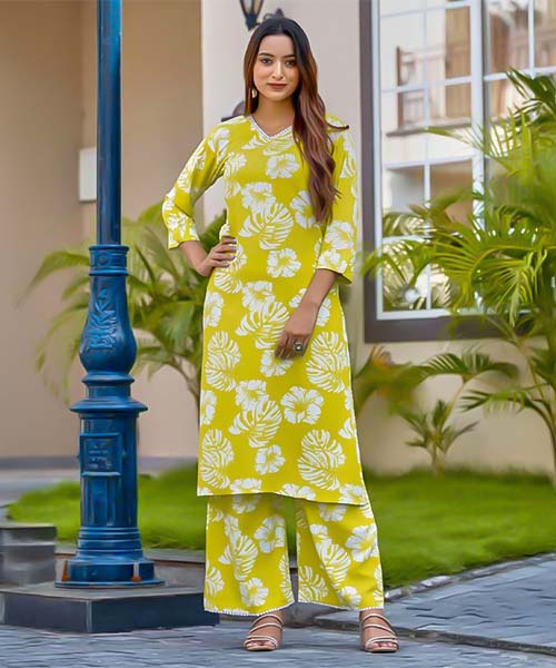 Green  Rayon Print Printed Kurti in miami