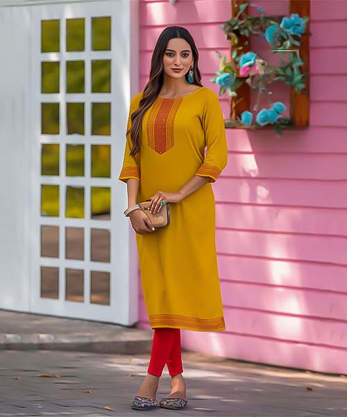 Yellow  Viscose Casual Wear Kurti in delhi