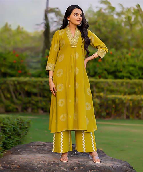 Yellow Rayon Casual Wear Kurti