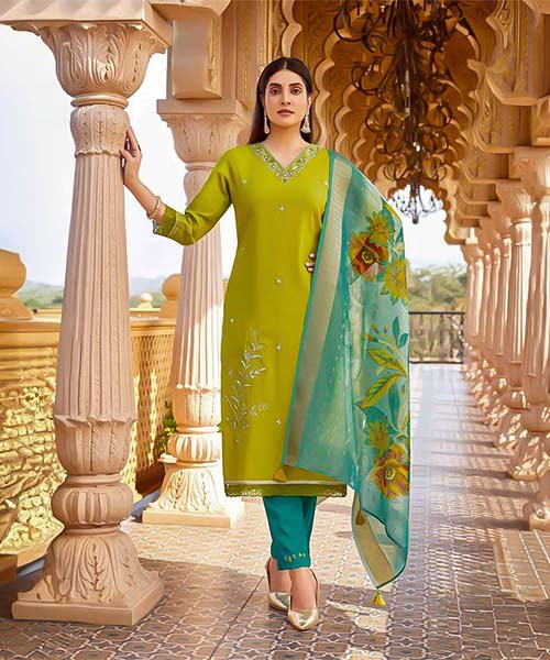 Green  Viscose Silk Casual Wear Salwar Kameez in san jose