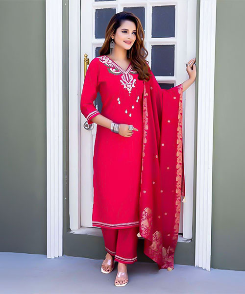Red  Viscose Casual Wear Salwar Kameez in austin