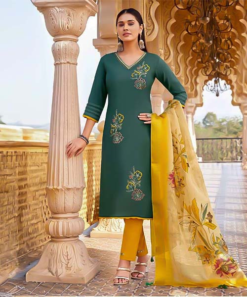 Green  Viscose Silk Casual Wear Salwar Kameez in san jose