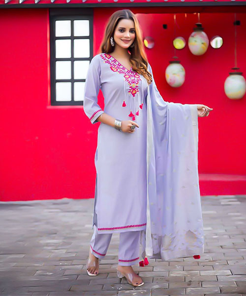 Purple Viscose Casual Wear Salwar Kameez in austin
