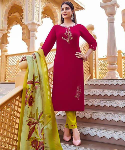Red  Viscose Silk Casual Wear Salwar Kameez in san jose