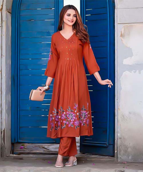 Orange  Rayon Casual Wear Kurti in reading