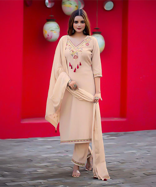 White Viscose Casual Wear Salwar Kameez in austin