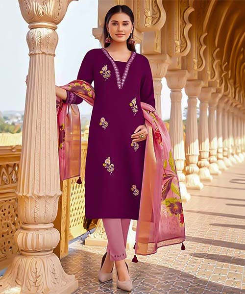 Purple Viscose Silk Casual Wear Salwar Kameez in san jose