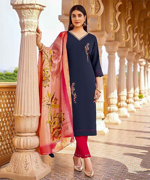 Blue Viscose Silk Casual Wear Salwar Kameez in san jose