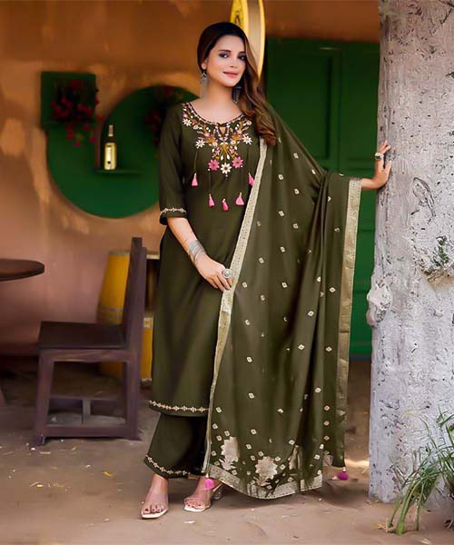Green  Viscose Casual Wear Salwar Kameez in austin