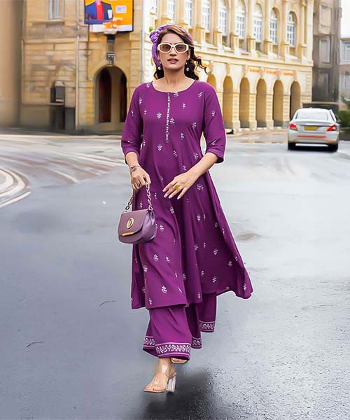 Violet  Rayon Casual Wear Kurti