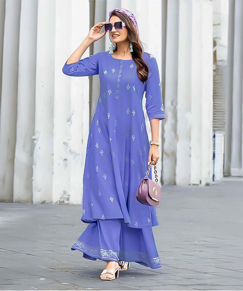 Blue Rayon Casual Wear Kurti