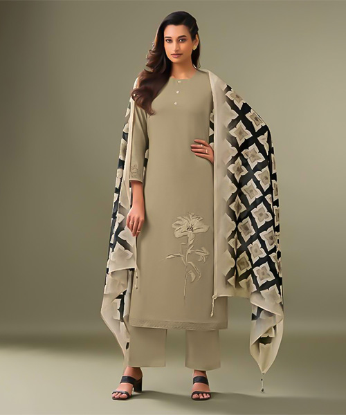 Grey Lawn Cotton Party Wear Salwar Kameez in san jose
