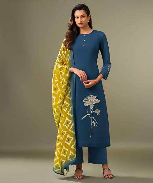 Blue Lawn Cotton Party Wear Salwar Kameez in san jose