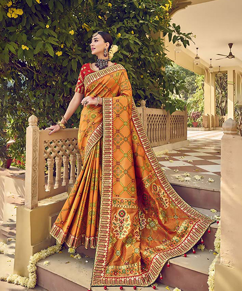 Yellow Silk Designer Saree