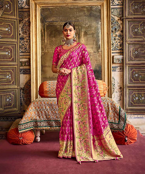 Pink Silk Designer Saree