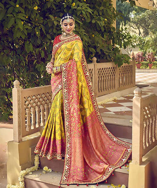 Yellow Silk Designer Saree