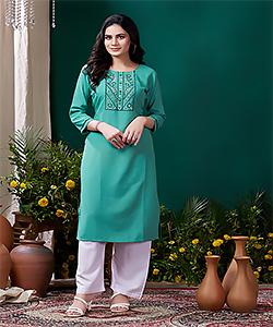 Sky blue Cotton Casual Kurtis