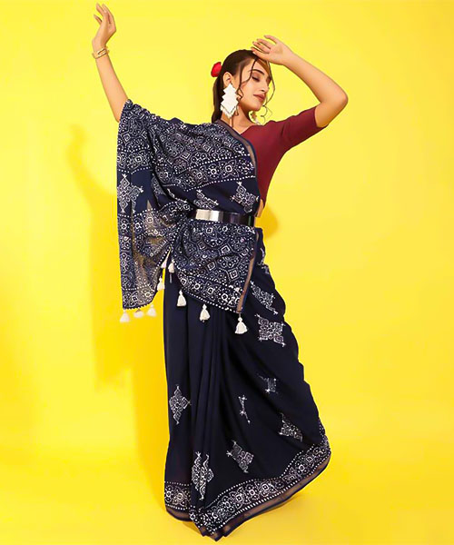 Black  Viscose  Casual Wear Saree