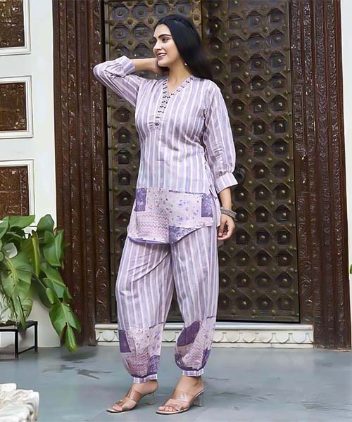 Purple Fancy Casual Wear Kurti