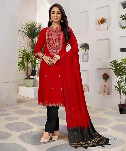 Red  Rayon Casual Wear Kurti