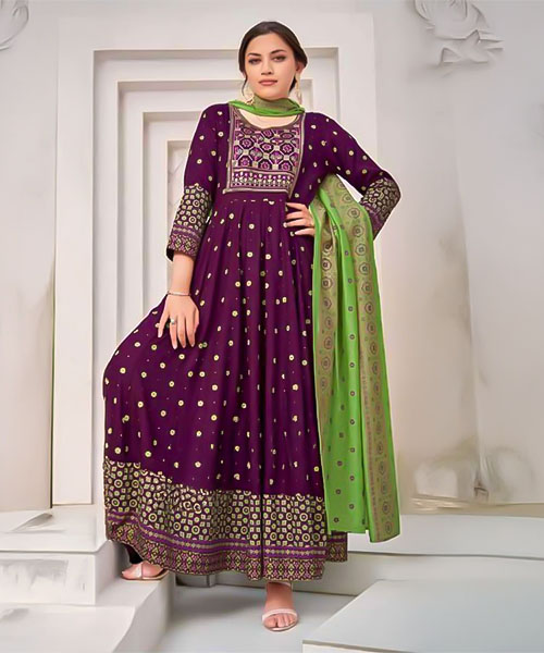 Violet  Rayon Casual Wear Salwar Kameez