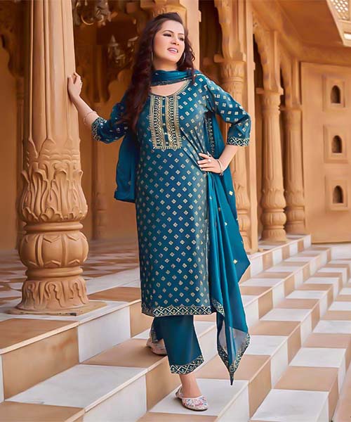 Blue  Viscose Casual Wear Salwar Kameez in ipswich