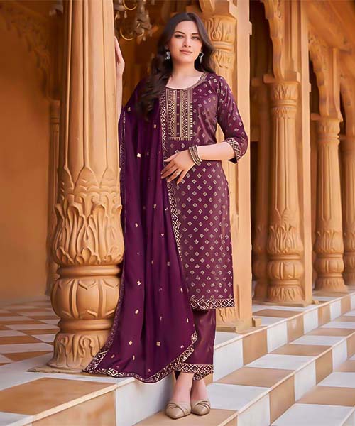 Violet Viscose Casual Wear Salwar Kameez in ipswich