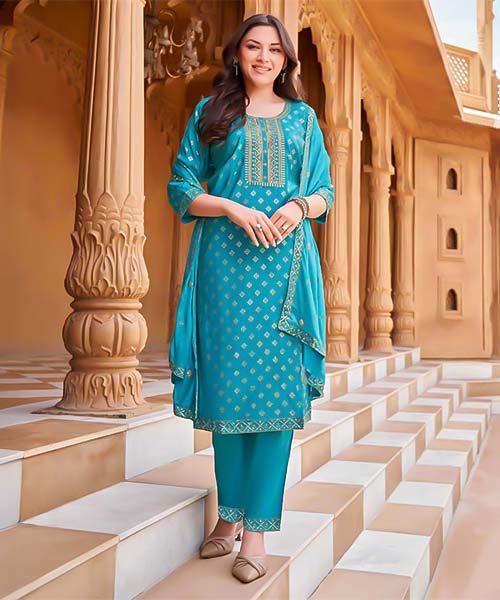 Blue  Viscose Casual Wear Salwar Kameez in ipswich