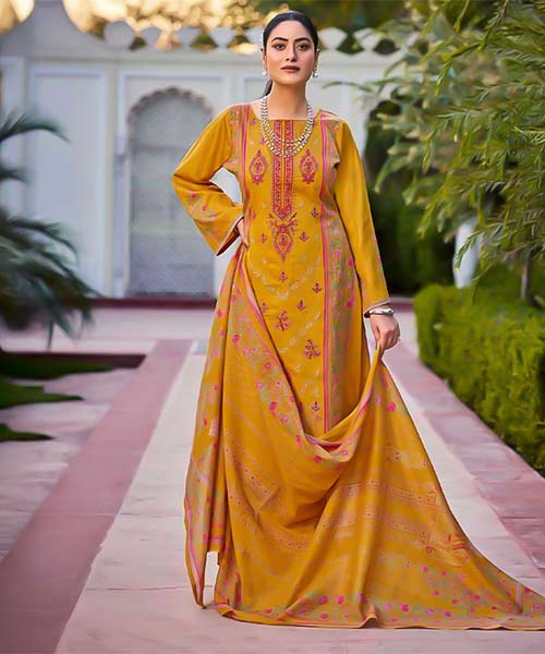 Yellow  Jam Satin Casual Wear Salwar Kameez in canterbury