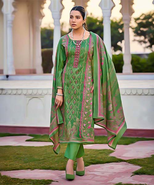 Green  Jam Satin Casual Wear Salwar Kameez in canterbury