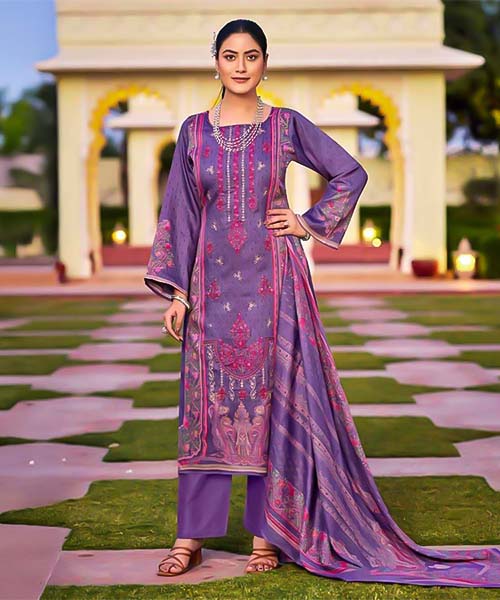 Purple Jam Satin Casual Wear Salwar Kameez in canterbury