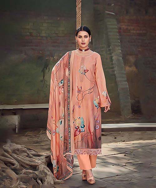 Pink Viscose Muslin Casual Wear Salwar Kameez