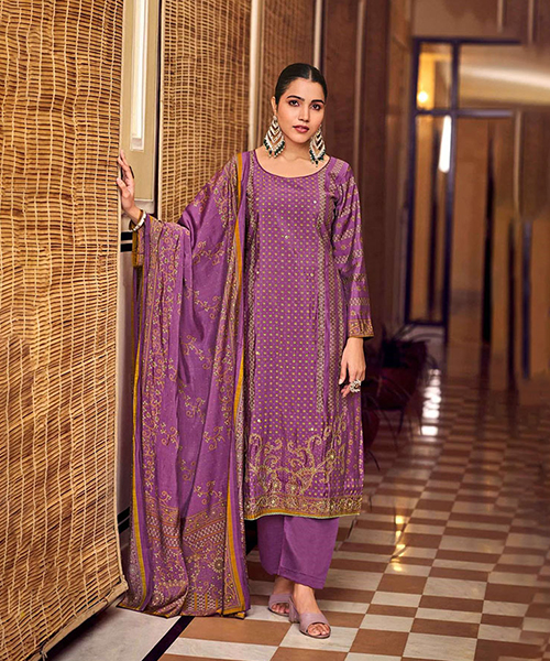 Purple Viscose Casual Suit